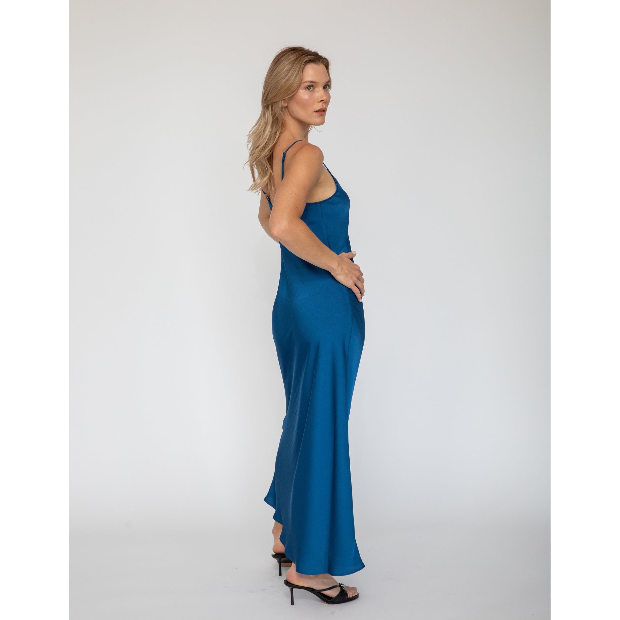 Quyenn Erika Solid Sapphire Blue Slip Dress Quyenn Erika Solid Sapphire Blue Slip Dress
